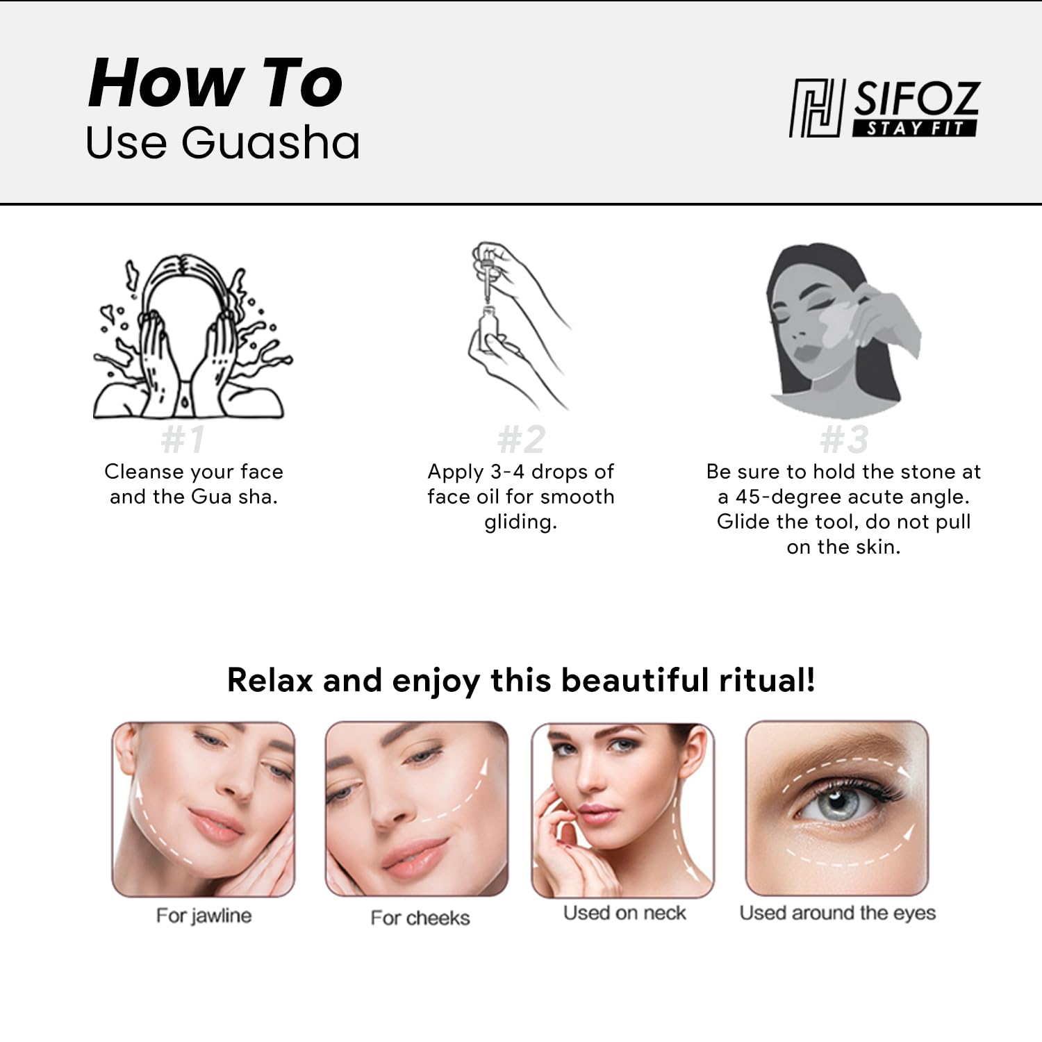 Sifoz Premium Gua Sha Tool For Face, Anti-Aging Facial Massager Tool For Tighten Skin, 100% 304 Stainless Steel Skin Care Gua Sha for Face, Neck, Eye to Reduce Wrinkles and Relax Body Muscles Sifoz Premium Gua Sha Tool For Face, Anti-Aging Facial Massager Tool For Tighten Skin, 100% 304 Stainless Steel Skin Care Gua Sha for Face, Neck, Eye to Reduce Wrinkles and Relax Body Muscles