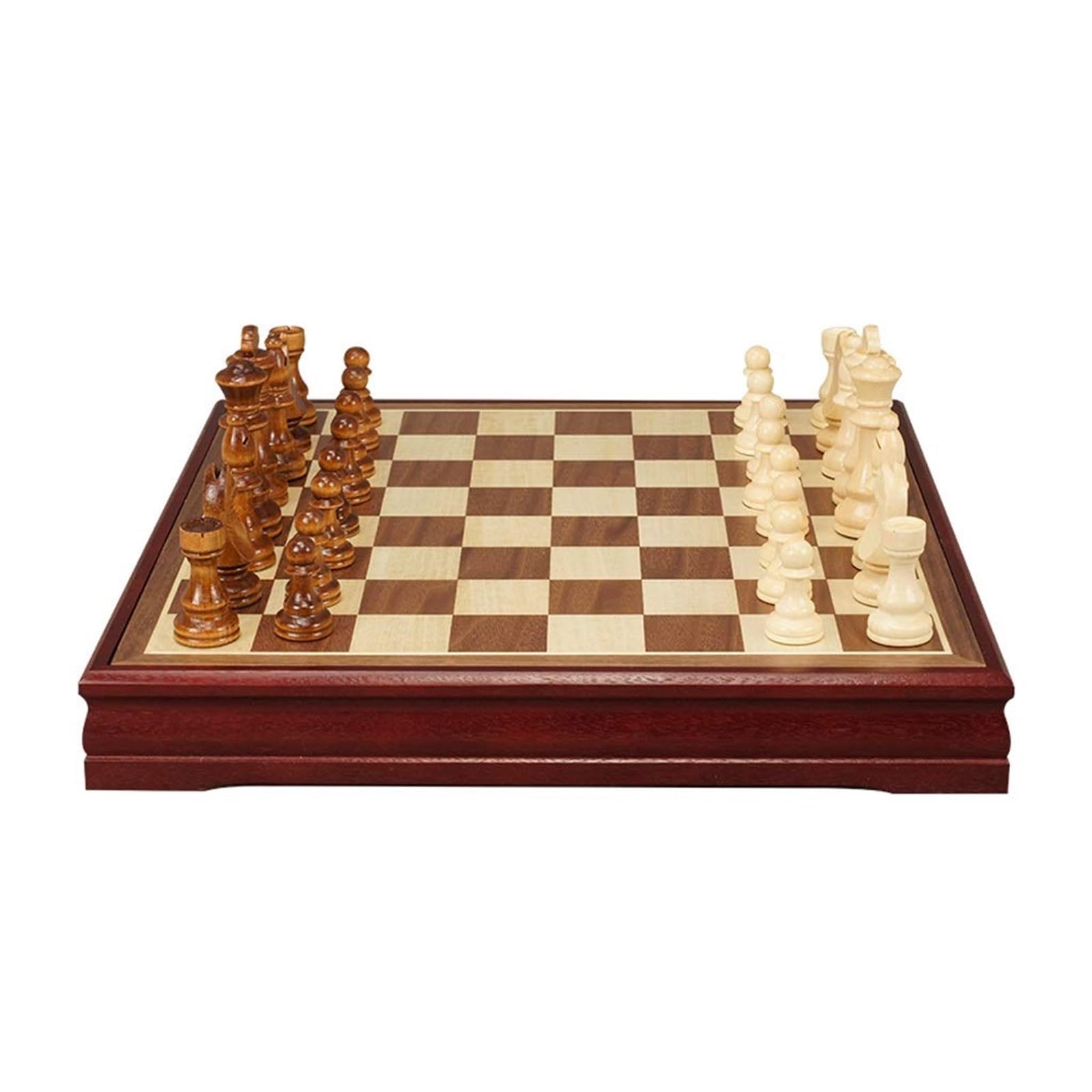 Scacchiera in legno intarsiato con pezzi in legno, design a dondolo, set di scacchi for adulti e bambini, regali da uomo scacchiera portatile(4inch)
