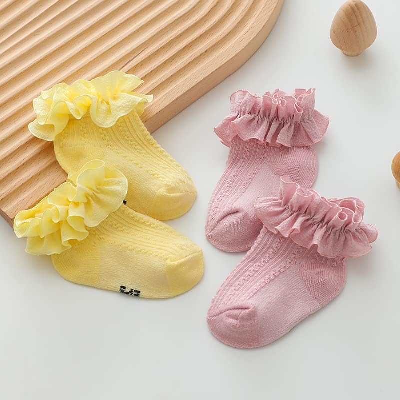 Miniatura 6 de Calcetines de princesa para recién nacidos, con volantes de encaje, para niñas pequeñas