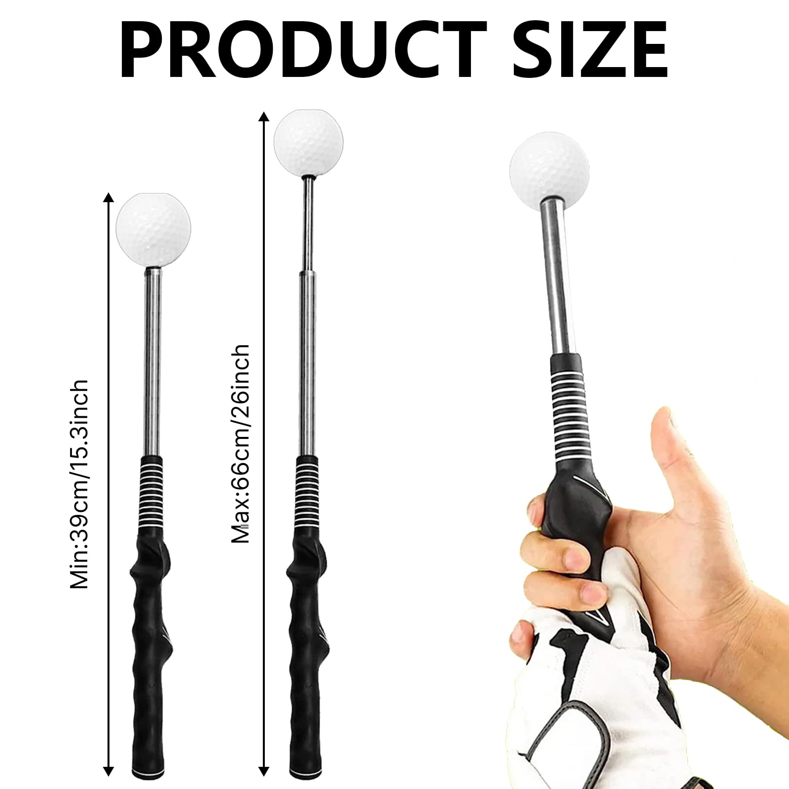 Ausili per L'Allenamento del Golf, Allenatore di Swing da Golf Bastone da Allenamento per La Forza Scalabile per Allenatore di Altalena da Golf Portatile 39-66 Cm Rimbalzo Automatico