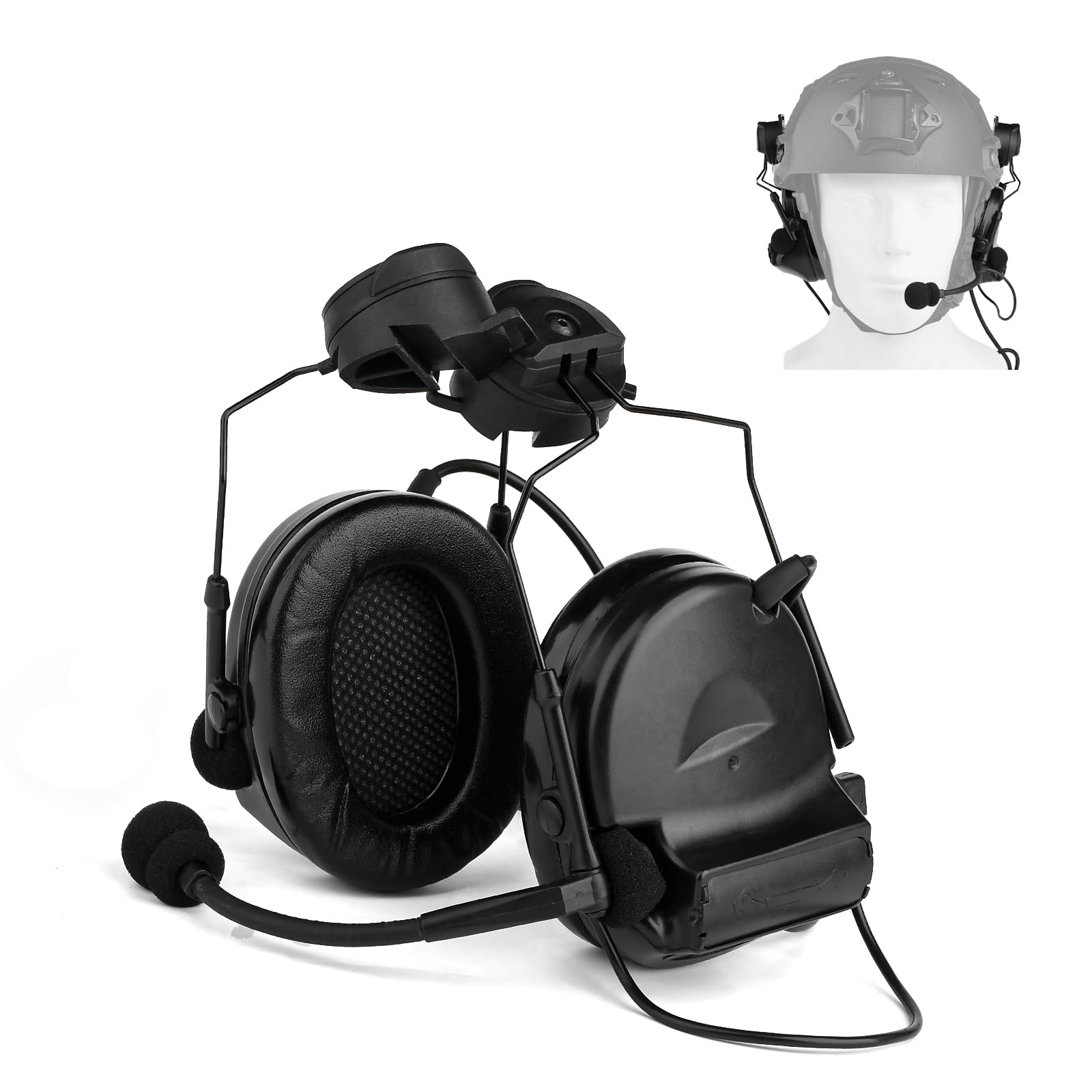 Tactical Headset for Helmet with Multi-Angle Rotation Headphones Holder