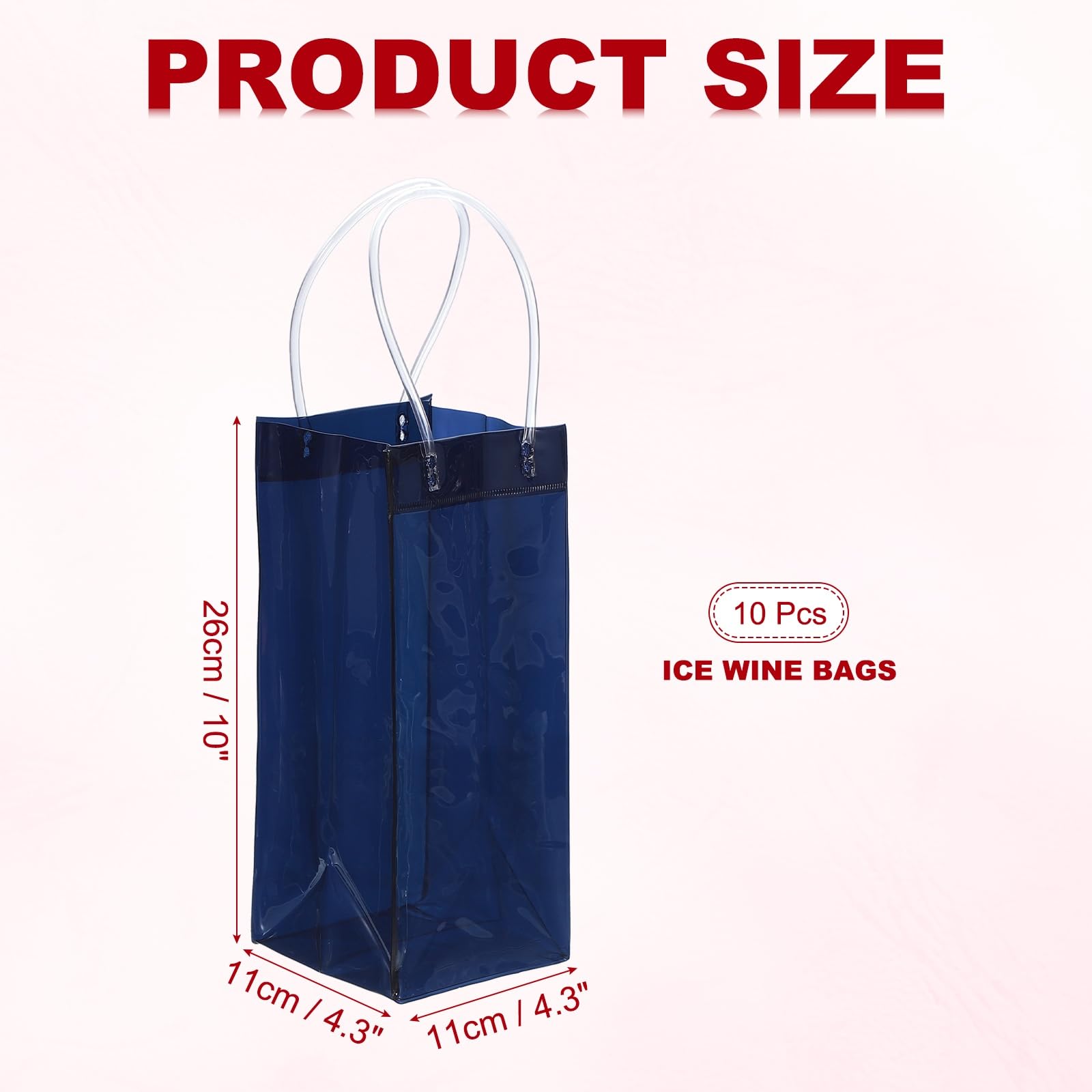 PATIKIL Bolsas De Vino Helado 10 Pcs Bolsas De Regalo Plegables Portátiles Transparentes De PVC Con Asas Para champaña Fiestas Al Aire Libre Cerveza Fría Bebidas Refrescadas Azul Marino