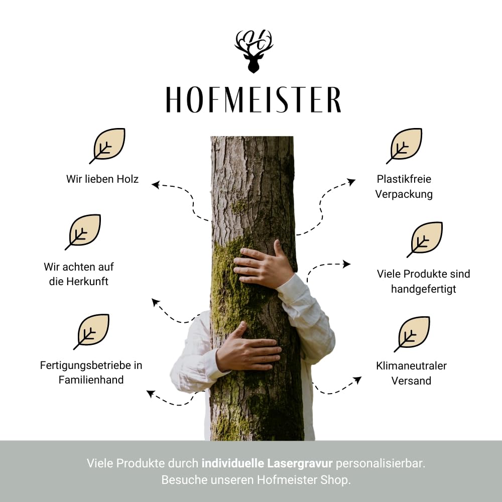 HOFMEISTER® Hackblock Stirnholz personalisierte Gravur - Butcherblock, Schneidebrett, geöltes Eichenholz - individuelles Geschenk, Geburtstag, Jubiläum, Hochzeit, Servierbrett - aus Eiche, 40 cm