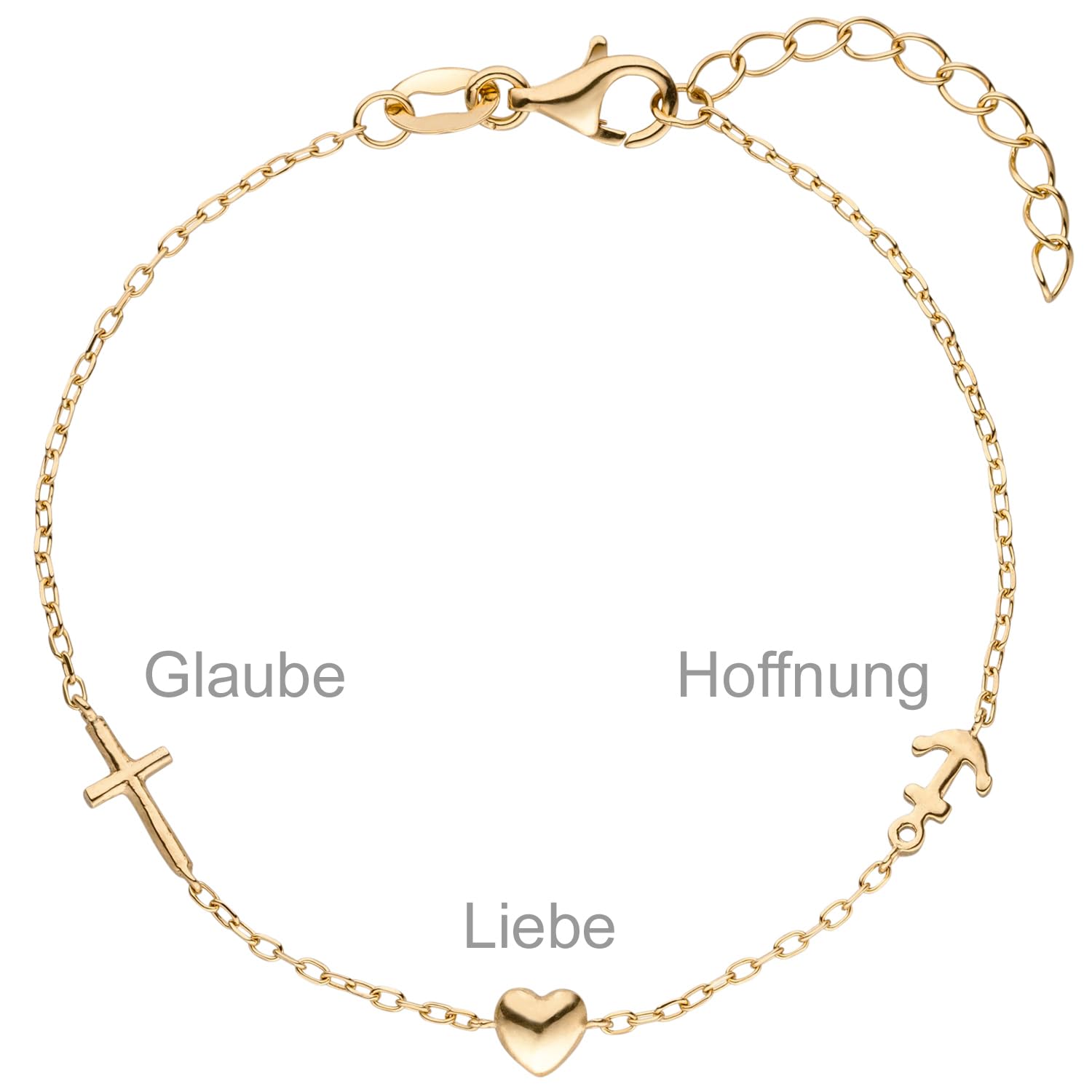 Jobo Damen-Armband Glaube Liebe Hoffnung aus 925 Sterling Silber 19 cm