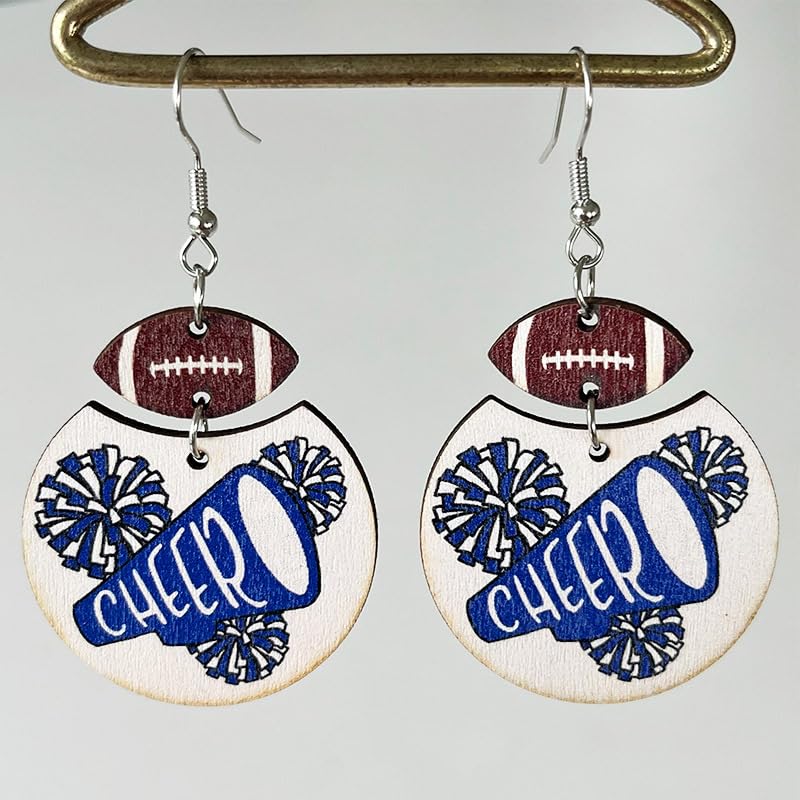 Wooden Football Earrings Vintage Cheerleader Sport Game Drop Dangle Earring Sports Fans Players Jewelry Gift for Women Teen2
