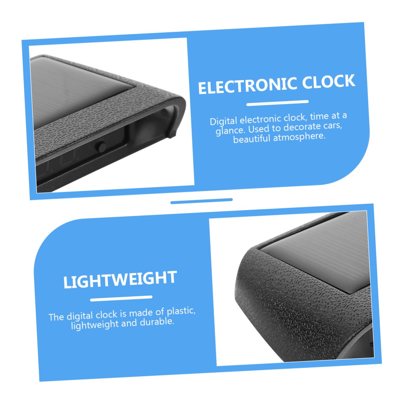 SOLUSTRE High Precision Car Electronic Clock Thermometer Solar-Powered Night Light Vehicle Dashboard Clock Start for Automotive Interior Accessories