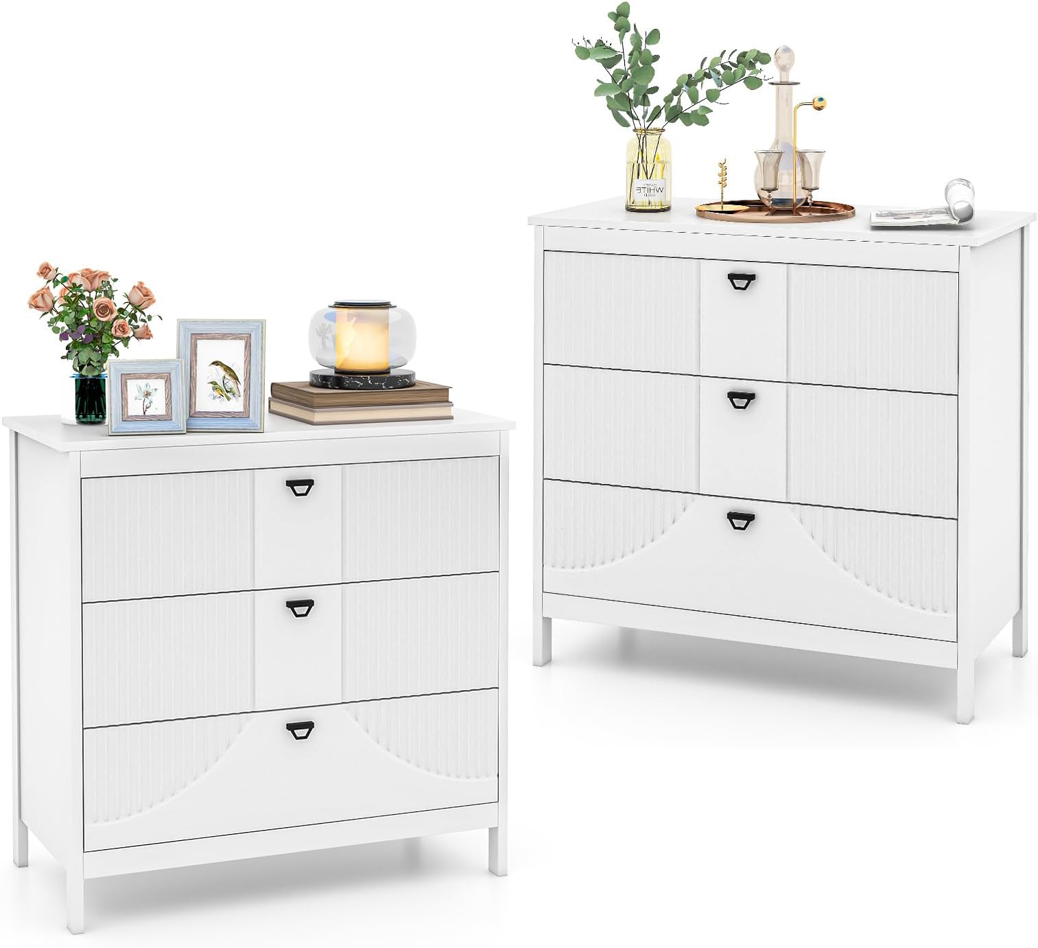 Modern 3Drawer White Bedroom Commode with AntiTipping Devices Versatile Storage Furniture for Office Bedroom Entryway – Stylish & Safe
