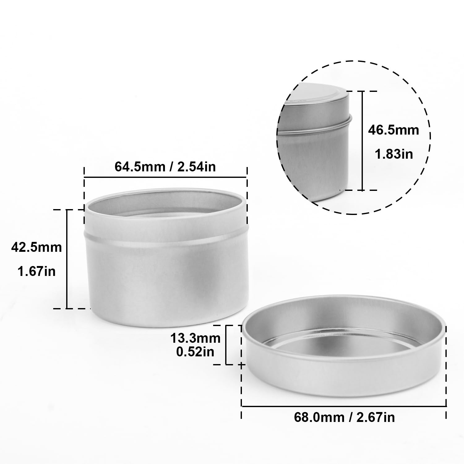 GENHAKON Confezione da 48 barattoli argentati per candele da 113,4 g, barattoli per candele, contenitori per candele