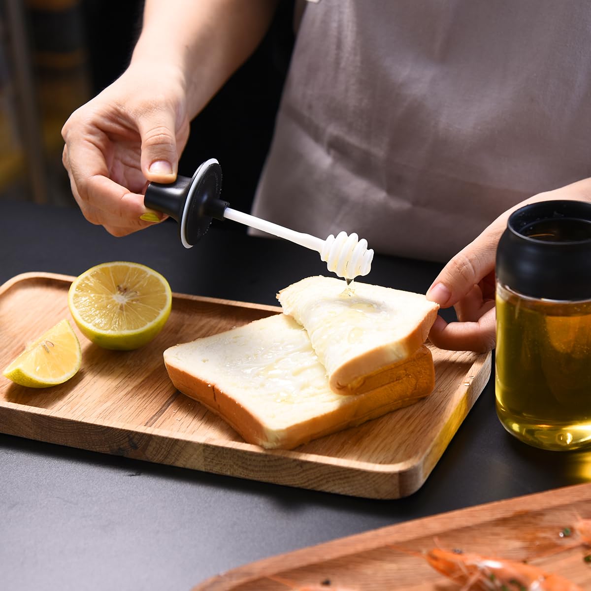 Butelki na miód z uszczelką łyżeczkową, 250 ml, duży miód, przezroczysta pieczęć, pojemnik na przyprawy, do kuchni, grillowania na świeżym powietrzu, BBQ, gotowania。