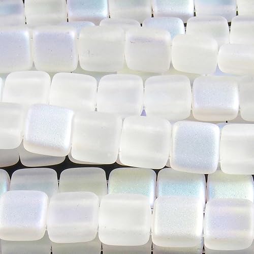 CzechMates 2-Agujero Cuadrado de Cristal Cuentas azulejo de 6 mm de Cristal Mate