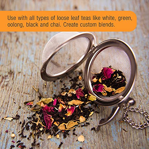 U.s. Kitchen Supply - 2 Premium Stainless Steel Tea Ball Strainer Infusers - 2.1" Size With Extra Fine Mesh - Steep Loose Leaf Tea, Herbal, Spices & Seasonings - Teapot, Tea & Coffee Cup Mug #TOP4