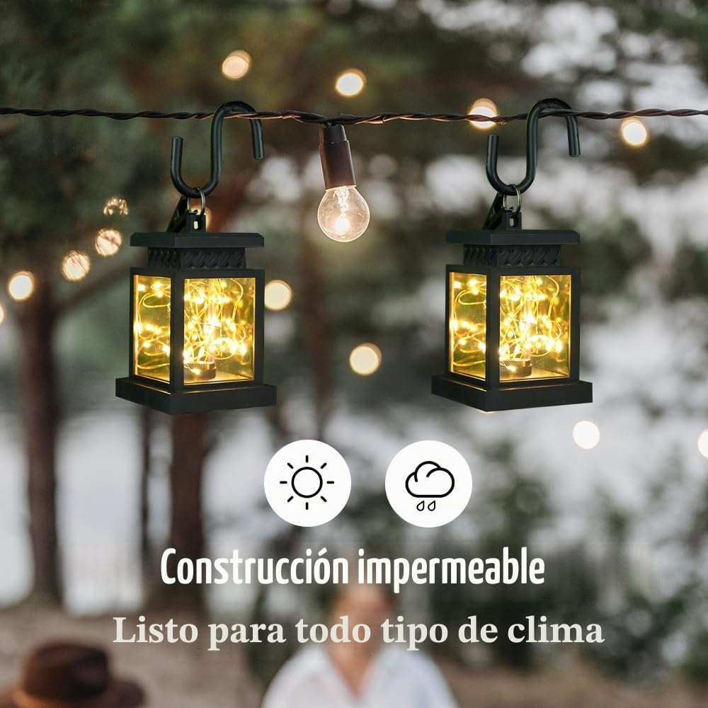 JHY DESIGN Juego de 6 faroles solares impermeables, con energía solar y luces LED cálidas para patio, jardín y decoración exterior