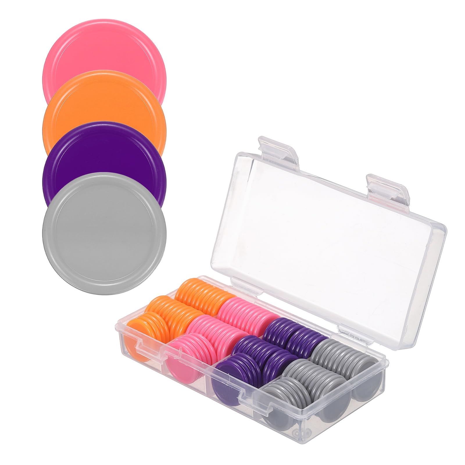 sourcing map 100Pcs Plastic Poker Chips, 20mm, Gray/Pink/Orange/Purple โ image 1