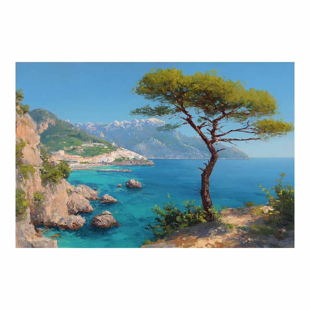 DMZPKZB Scenery Canvas Wall Art Amalfi Coasts Viewss Mural decor,Modern Print Artwork,for Office,Bedroom,Bathroom,corridor,Living Room for Room Decoration(Multicolor)-60x90cm Unframed