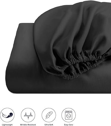 Miniatura 4 de Boston Linen Co. Sábana bajera de microfibra de alta calidad de 1800 hilos, resistente al encogimiento y a la decoloración hasta 15 pulgadas, sábana