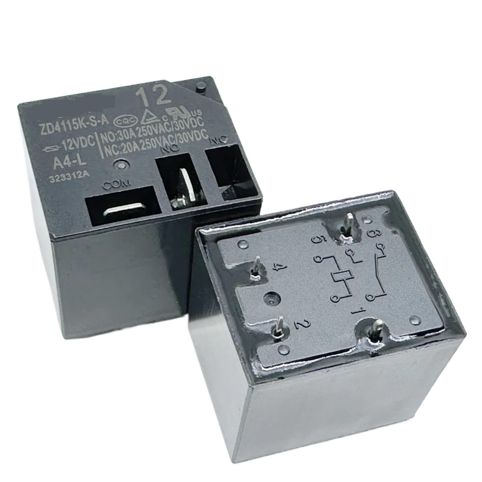 Relais ZD4115K-SA 12VDC T91LA-30A à 4 broches pour circuits imprimés
