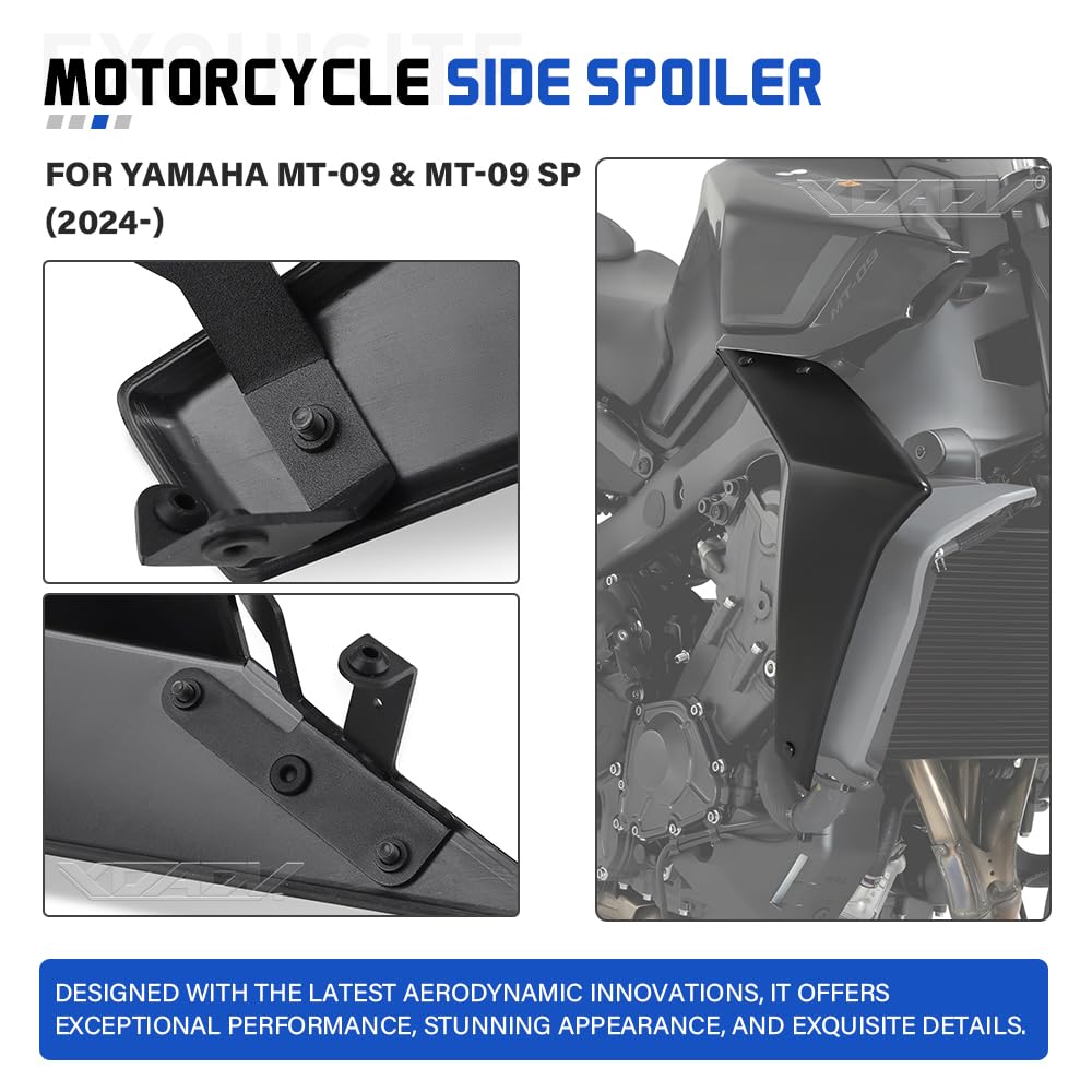 MT 09 MT09 SP Naked Lateral Alerons spoiler powietrzny do MT-09 Gen 4 2024 2025, akcesoria do okładzin bocznych do paneli bocznych (tekstura włókna węglowego)