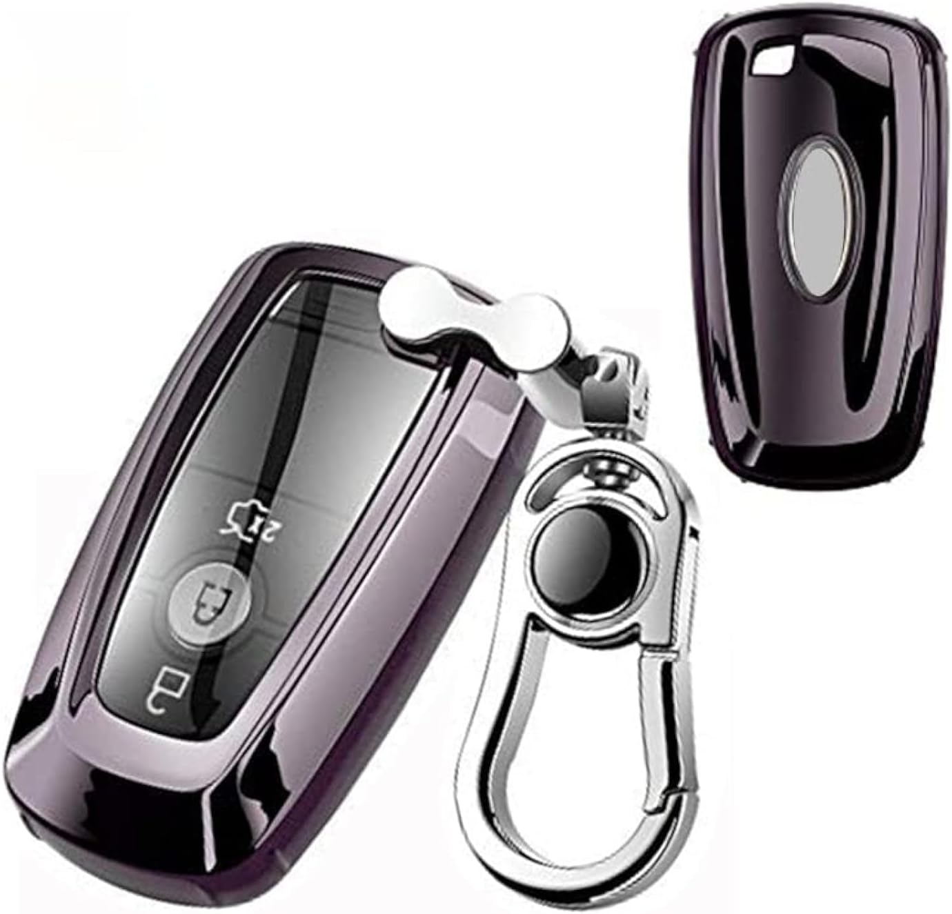 Car Key Fob Cover,Compatible with Ford F-150 F-250 F-350 Ecosport Edge Explorer Fusion Mustang Key Fob Silicone TPU Protective Case Holder Shell wih Keychain Black