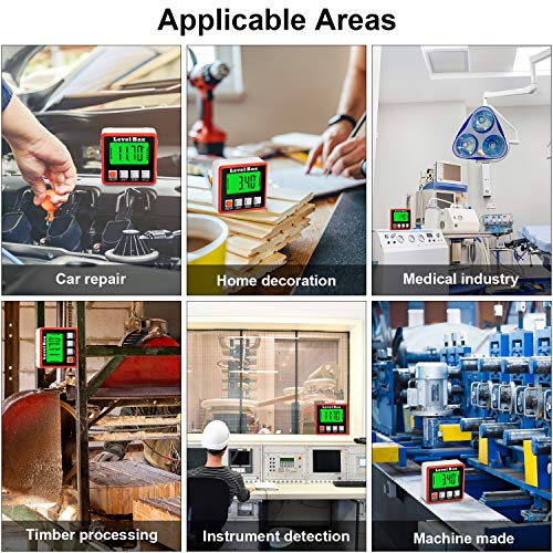 Digital Angle Finder, JUEMEL Magnetic Angle Gauge Electronic Level Box, Backlight LCD Angle Measure Tools, Mini Inclinometer Protractor for Woodworking
