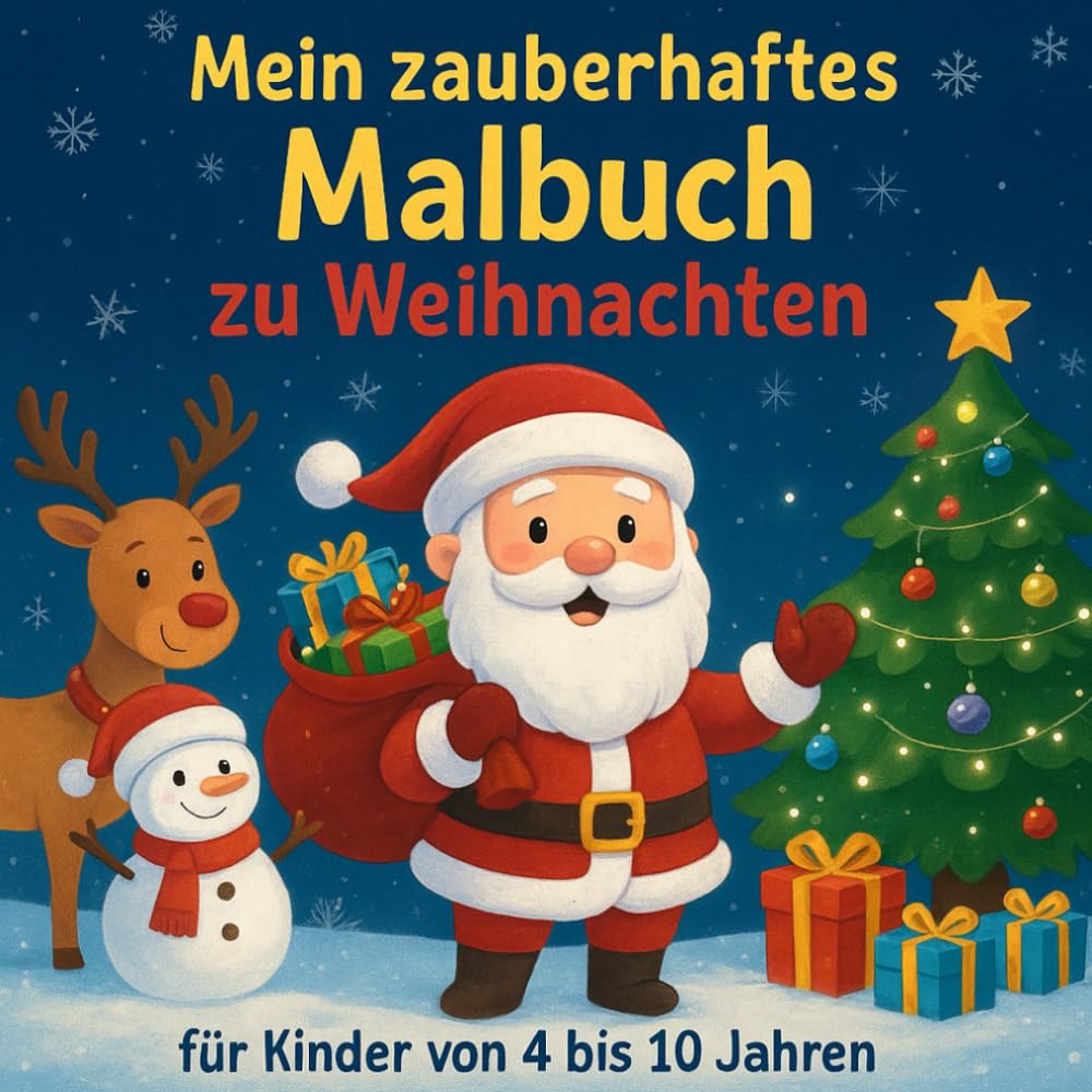Weihnachtsmalbuch für Kinder ab 4 Jahren: 50 einfache und süße Weihnachtsmotive mit Weihnachtsmann, Rentieren, Schneemännern & Tannenbäumen – Das ... Jungen und Mädchen (Winterzauber Ausmalwelt)