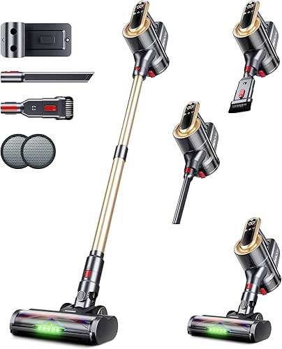 Cordless Vacuum Cleaner, 550W 45Kpa 65Mins Stick Vacuum, Self-Standing Vacuum