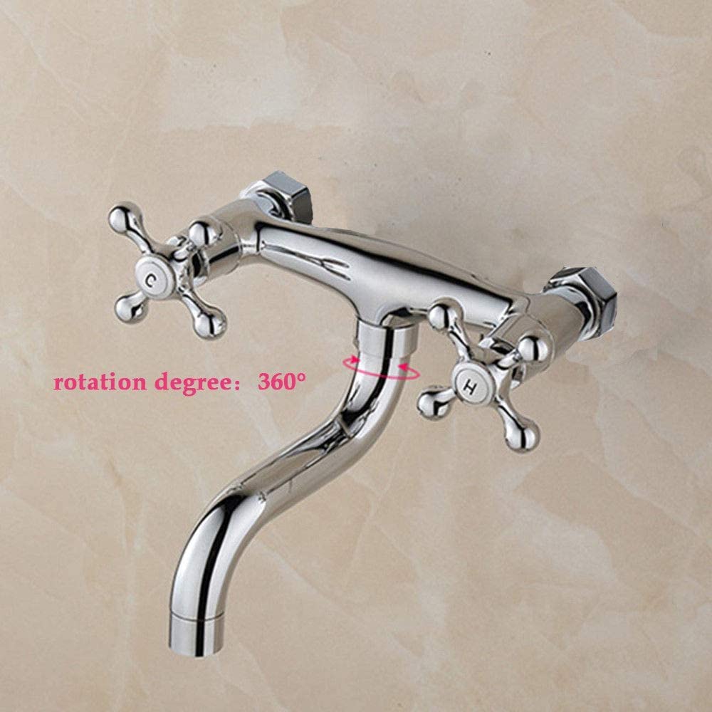 Grifo de pared para cocina o baño, con dos mandos