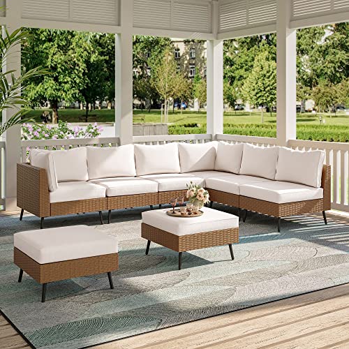 LAUSAINT-HOME-Outdoor-Patio-Furniture-8-Piece-Outdoor-Sectional-Sofa-PE-Rattan-Wicker-Patio-Conversation-SetsAll-Weather-Patio-Furniture-Set-with-Thick-Cushions-for-Garden-Poolside-BackyardBeige