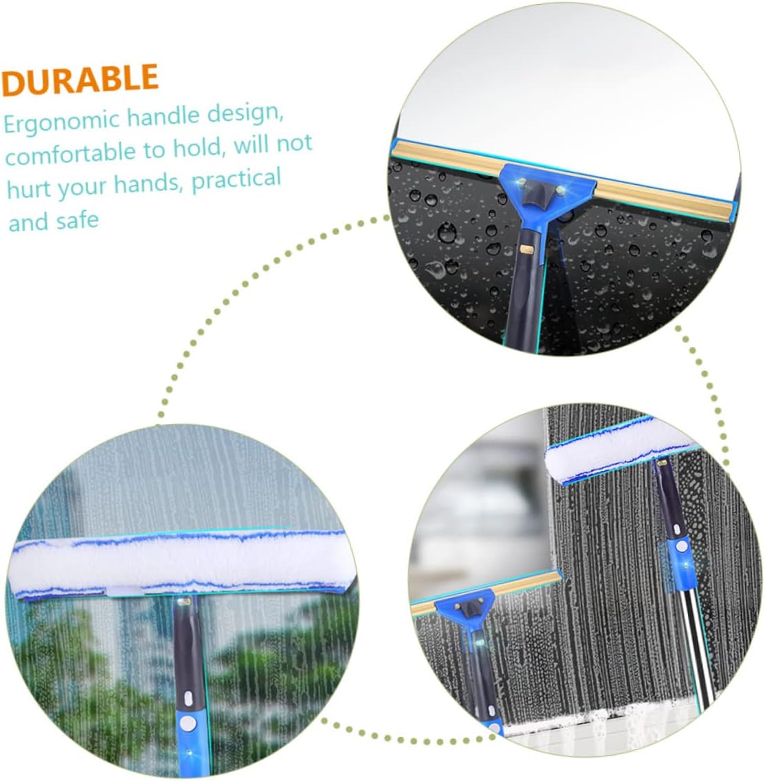 1Set Microfiber Window Cleaning Kit with Extendable Pole Squeegee for Car Shower and Home Use Lightweight Non Slip Grip Durable Design for Effortless Cleaning