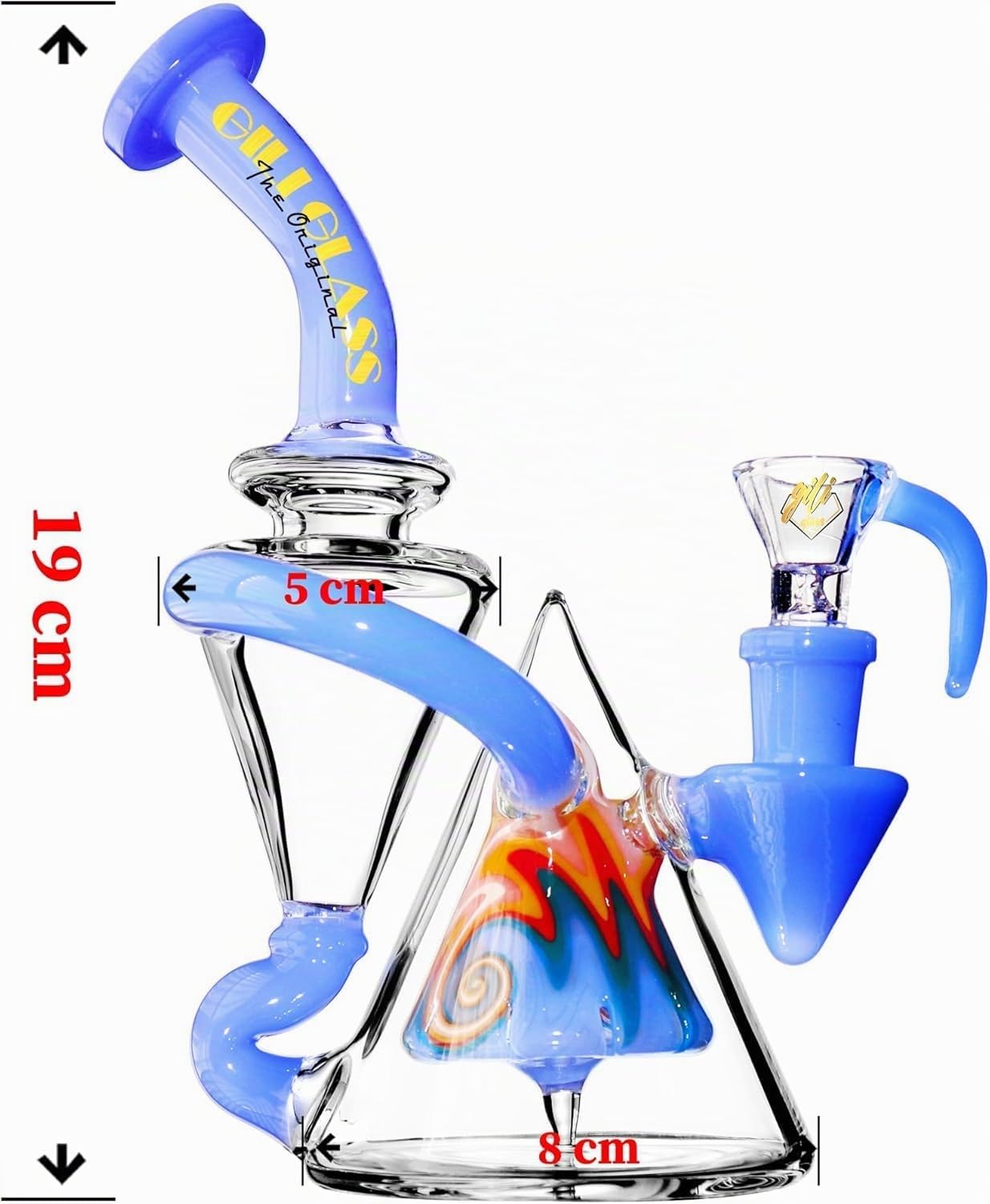 Bong in vetro Recycler Rig 7,5" – Pipa ad acqua mini narghilè in vetro spesso da 5 mm, in Vetro, per Narghilè, Verde Muschio