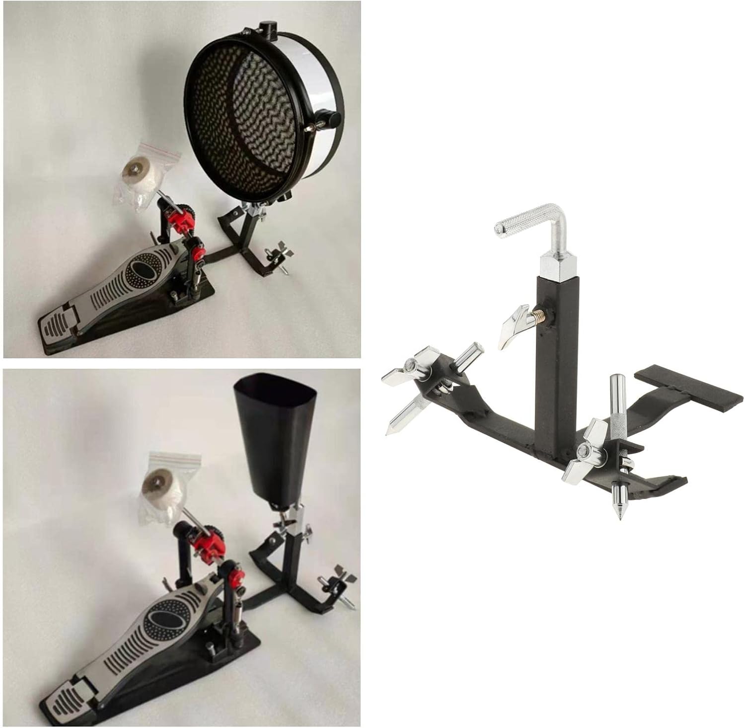Simhoa Pedal Cowbell Bracket Pedals Percussion Cowbell Instrument Drum Set Mount with