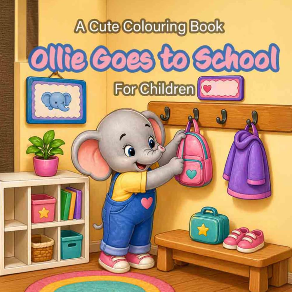 Ollie Goes To School: A Cute Colouring Book For Children (Cute and Relaxing Colouring Books For Children and Adults)