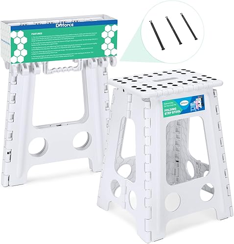 Miniatura 87 de Dyforce Taburete plegable de 9 pulgadas, taburete para niños, taburetes resistentes para adultos, taburetes de pie compactos, taburetes ligeros para
