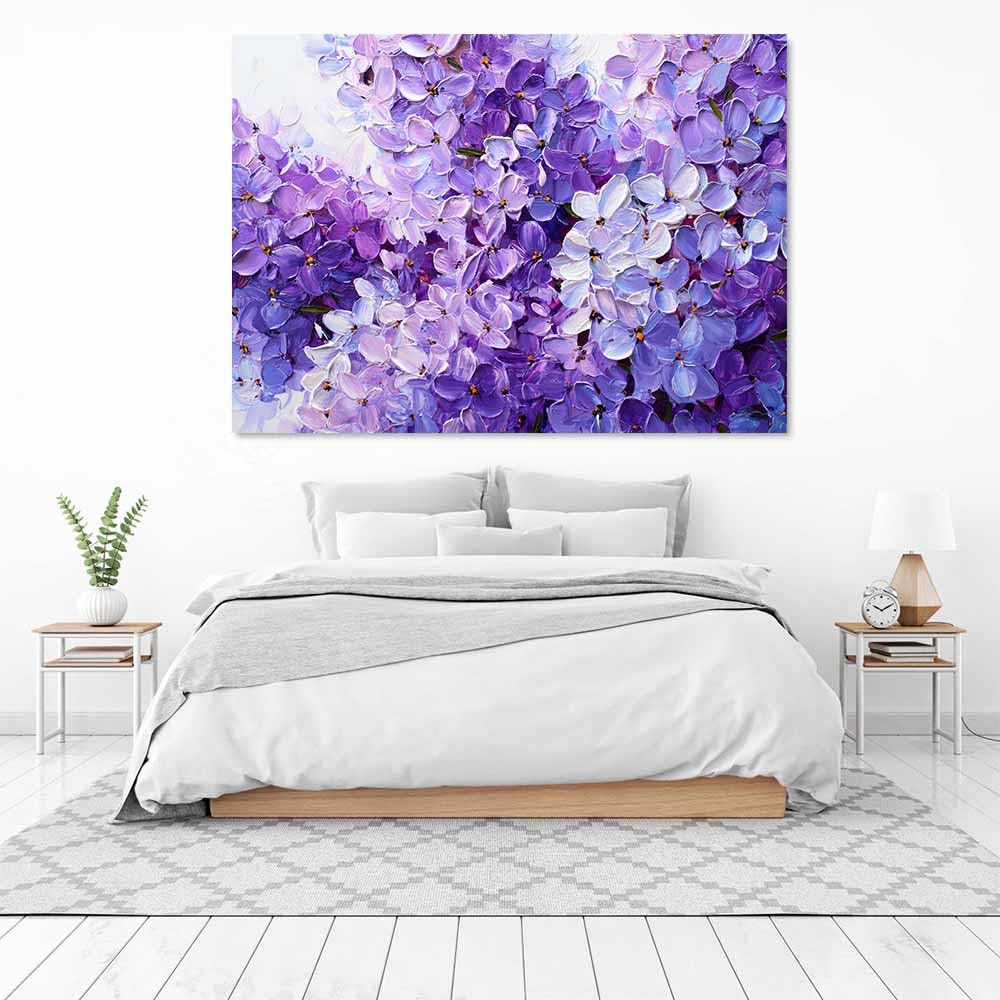 CUDAOO Semplice arte botanica Stampe su Canvas Lillà viola per Camera da Letto Agriturismo Soggiorno Bagno(viola)-60x90cm Incorniciato