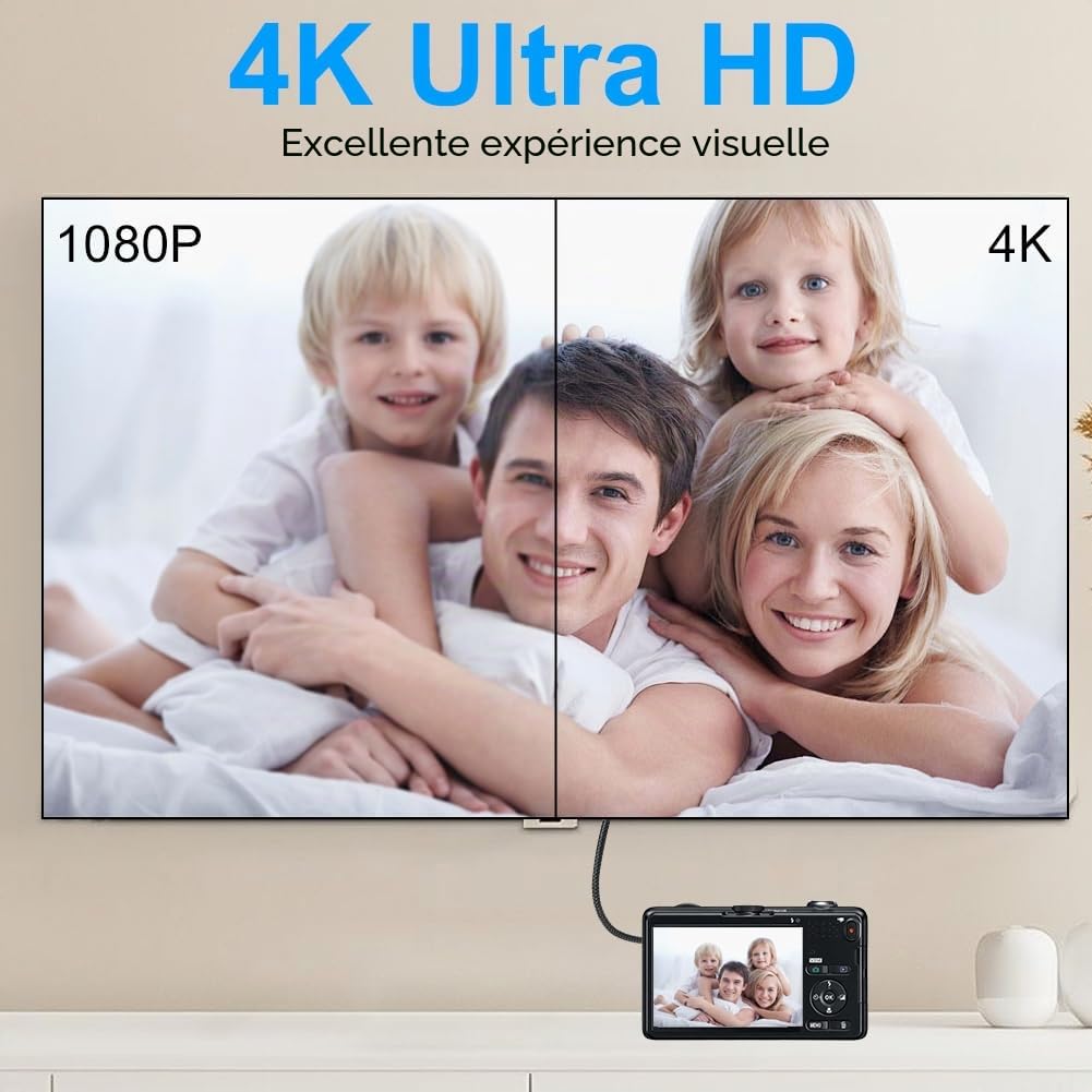 AXFEE Mini HDMI vers HDMI Câble 20cm, 4K 60Hz Mini HDMI Mâle vers HDMI Femelle, en Charge Ethernet,UHD,3D,HDR,Arc,Compatible avec Nikon D7100 Canon EOS RP/R