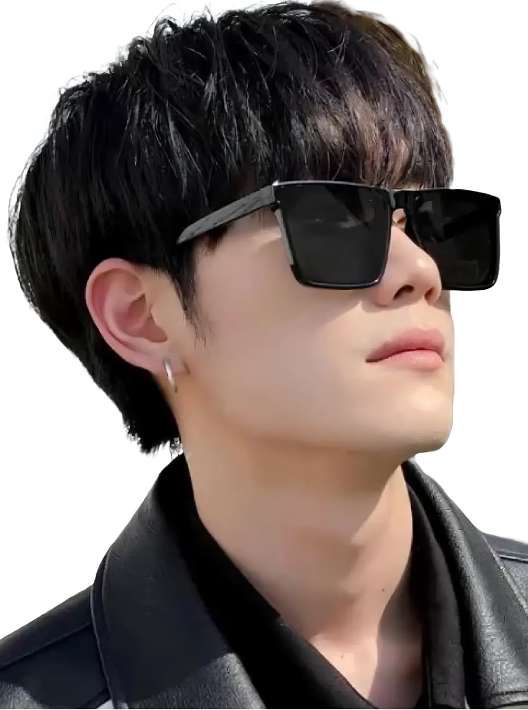 thedarker Vintage Rectangle Non Polorized Sunglasses for Men Women Trendy Square Sunglass Fashion Glasses with Goggle UV400 Protection GERMAN (Medium - Black)-picture-39