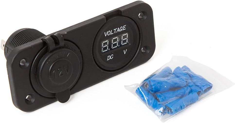 XYZ Boat Supplies Panel Voltmeter with 12v Power Supply Socket for Boat/Rv/Car/Motor-Home - External Mount