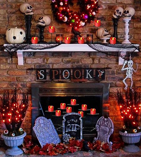 Image of SingTok 24 Pack LED Red Tea Light Battery Operated, Flameless Flickering Red Votive Candles Outdoor Electric Tealights Fake Candle Bulk for Christmas Light Wedding Romantic Valentine's Day Decorations