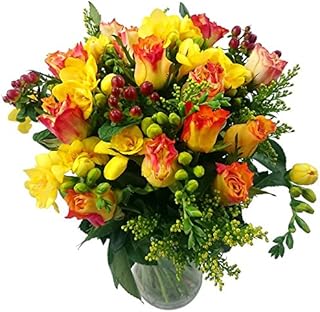 Clare Florist Rose and Freesia Fresh Flower Bouquet - Beautiful Roses and Freesia Flowers Arranged by Florists