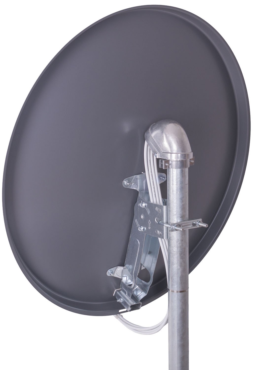 DUR-line MDA 80cm Anthrazit Aluminium Satellitenschüssel mit LNB Feedhalterung Sat Antenne Digital Camping Astra 19,2° DVB-S/S2 Full HD 4K