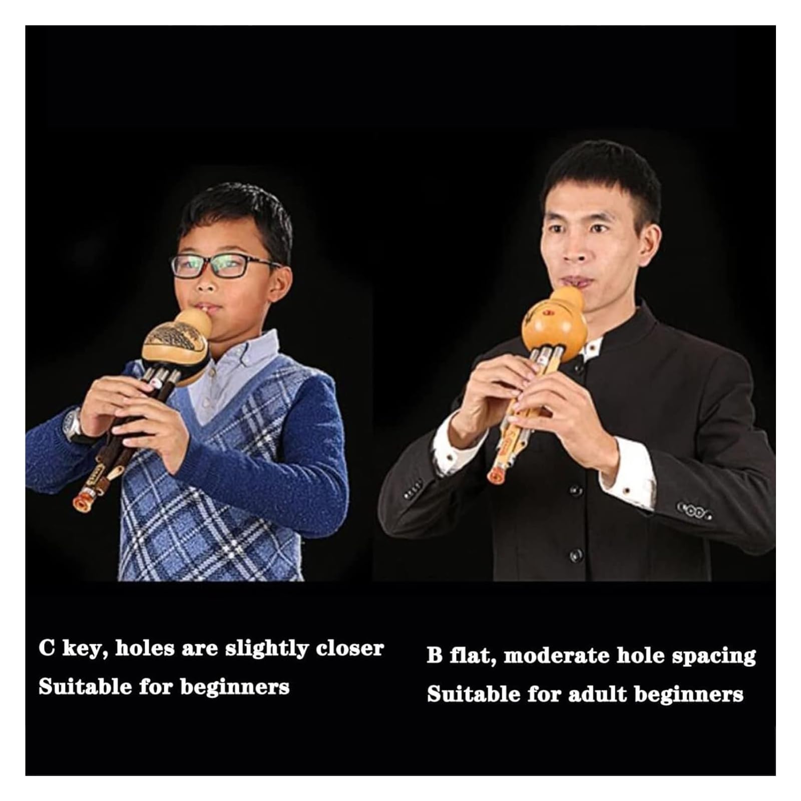 Flauta china hecha a mano Flauta de calabaza， Flauta de calabaza hulusi, instrumento musical chino, flauta, hecho a mano, instrumento musical étnico, adecuado for principiantes, con nudo chino y caja