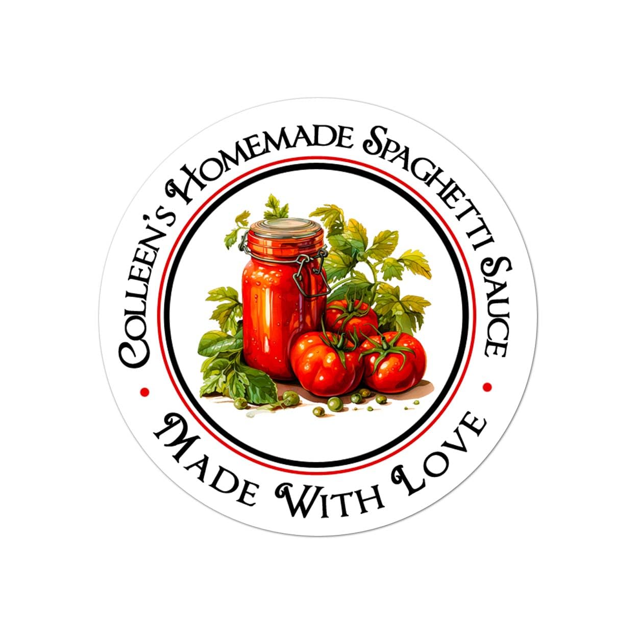 Personalized Tomato Sauce Canning Labels, Spaghetti Mason Jar Labels, Homemade Canning Stickers, Kitchen - Round Labels - Choose Your Size