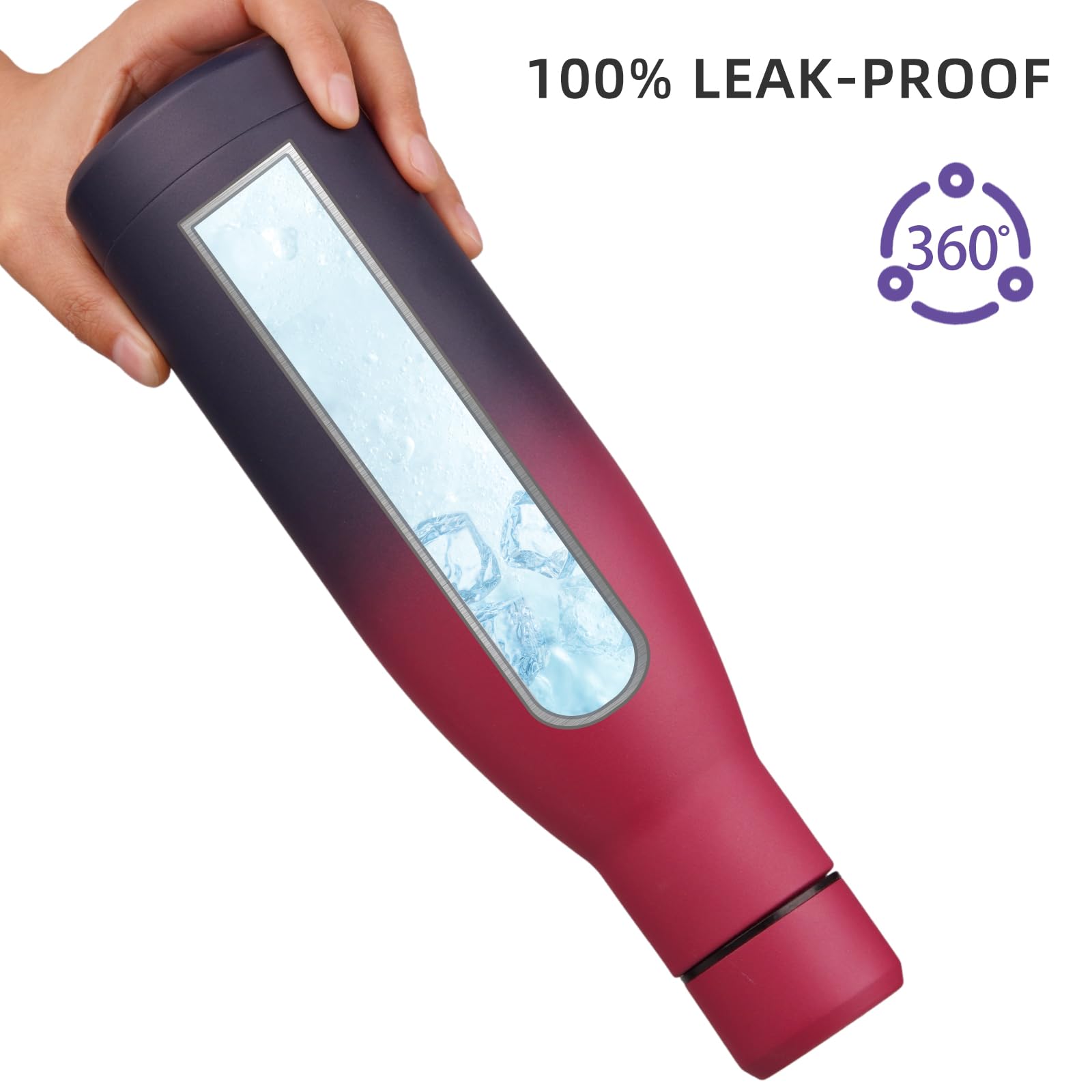 BJPKPK Botella de Agua Aislada 17oz (500 ml), Taza de Acero Inoxidable, Apta Lavavajillas, Reutilizable, Mantiene Frío y Calor, Negro Rojo Encantador