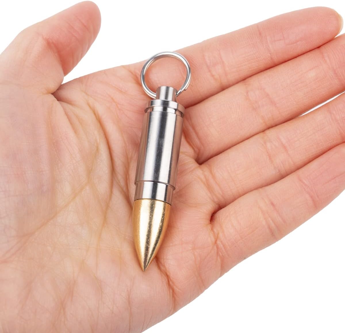 SW801 Keychain Pill Holder, Portable Brass and Titanium Waterproof Pill Box Container for Purse or Pocket or Necklace, Mini EDC Pill Case for Outdoor Travel. image 3