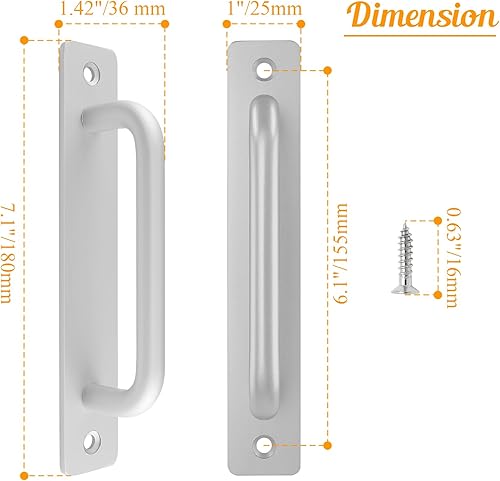 Miniatura 2 de Unlorspy Paquete de 2 manijas de puerta de armario de aleación de aluminio con placa, manija de puerta corredera de 7.1 pulgadas7.087 in con