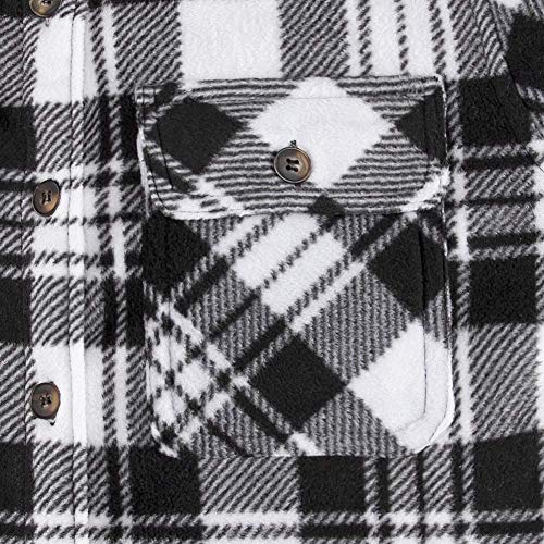 ThCreasa Womens Sherpa Fleece Lined Flannel Shirt Jacket Warm Button Up Plaid Shirt Jac(Sherpa Fleece Throughout) Black/White S - Image 5