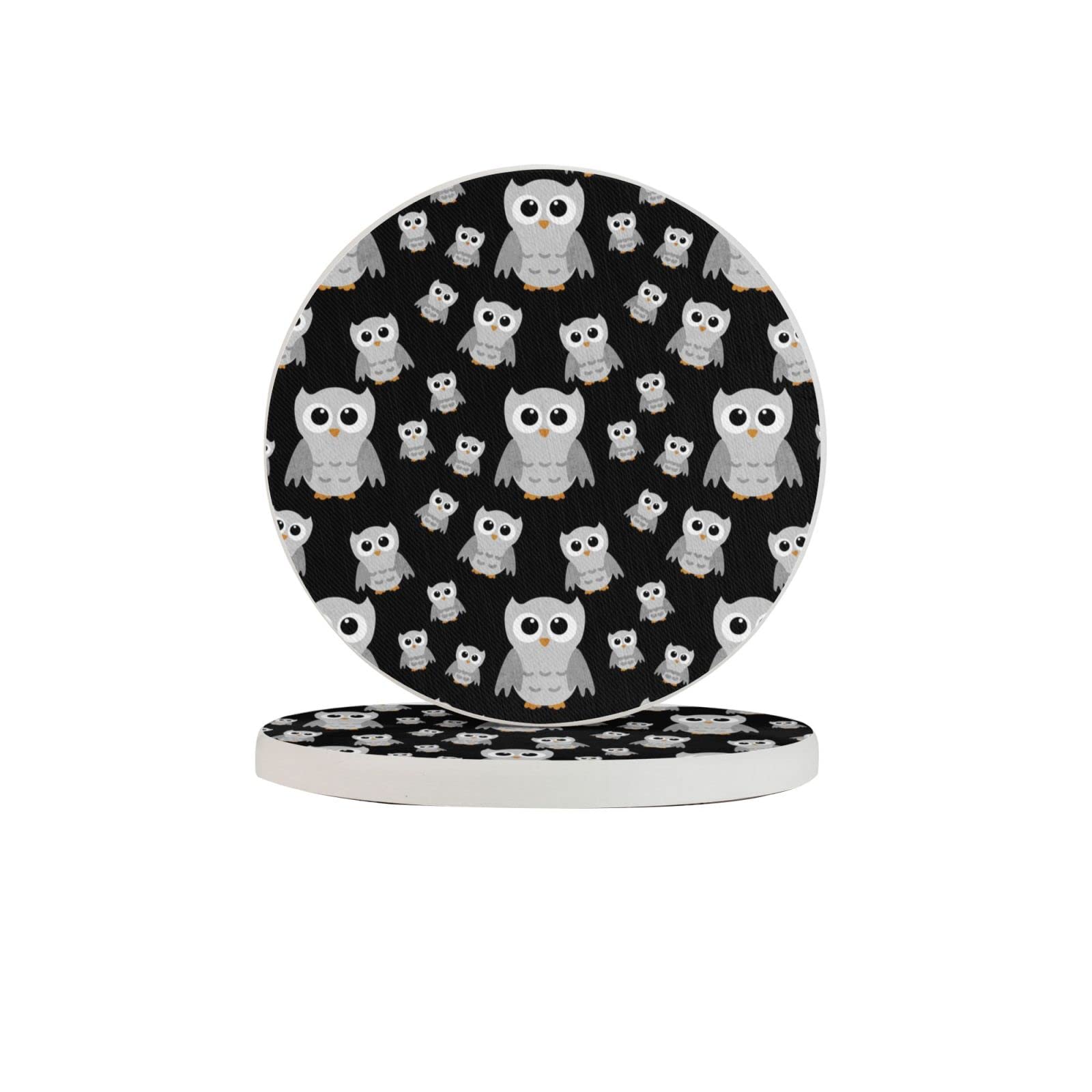 Cute Owl Two Pieces Drink Coaster for Tabletop Protection Place Mats for Home Decor