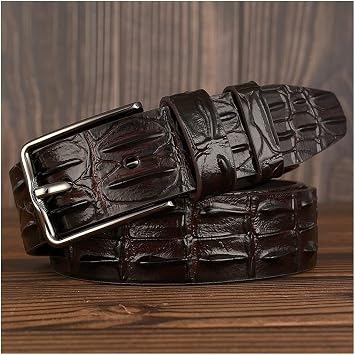 Mens Belt, Elastic Belt for Men, Ratchet Belt for Men, Luxury Belt Mens Fashion Genuine Leather Design Pin Buckle Belt 100% Leather Belt Mens Wide 38mm Vintage Belt Color Coffee, Size 130