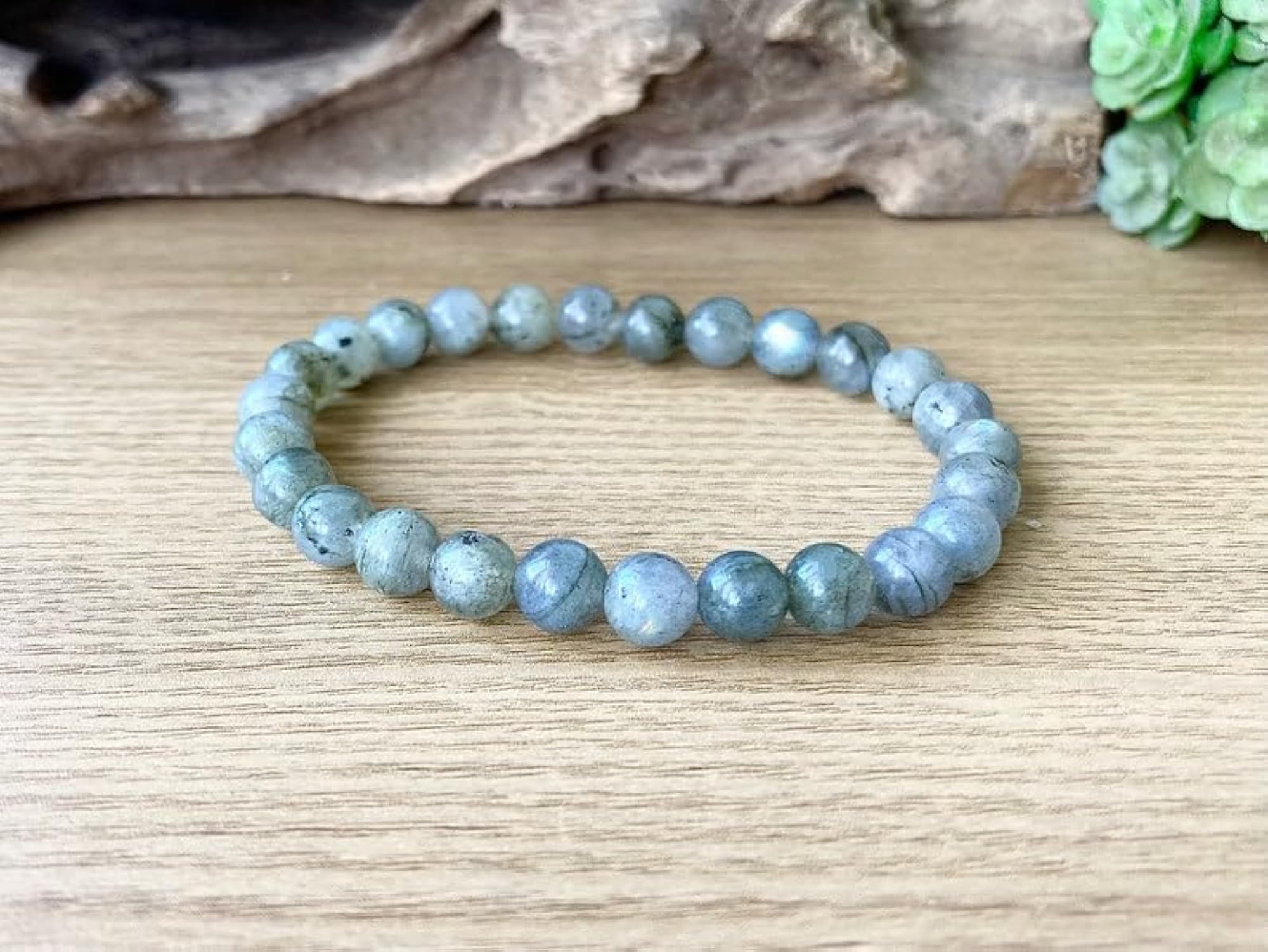 Natural Labradorite Gemstone 6mm Energy Stretch Bracelet