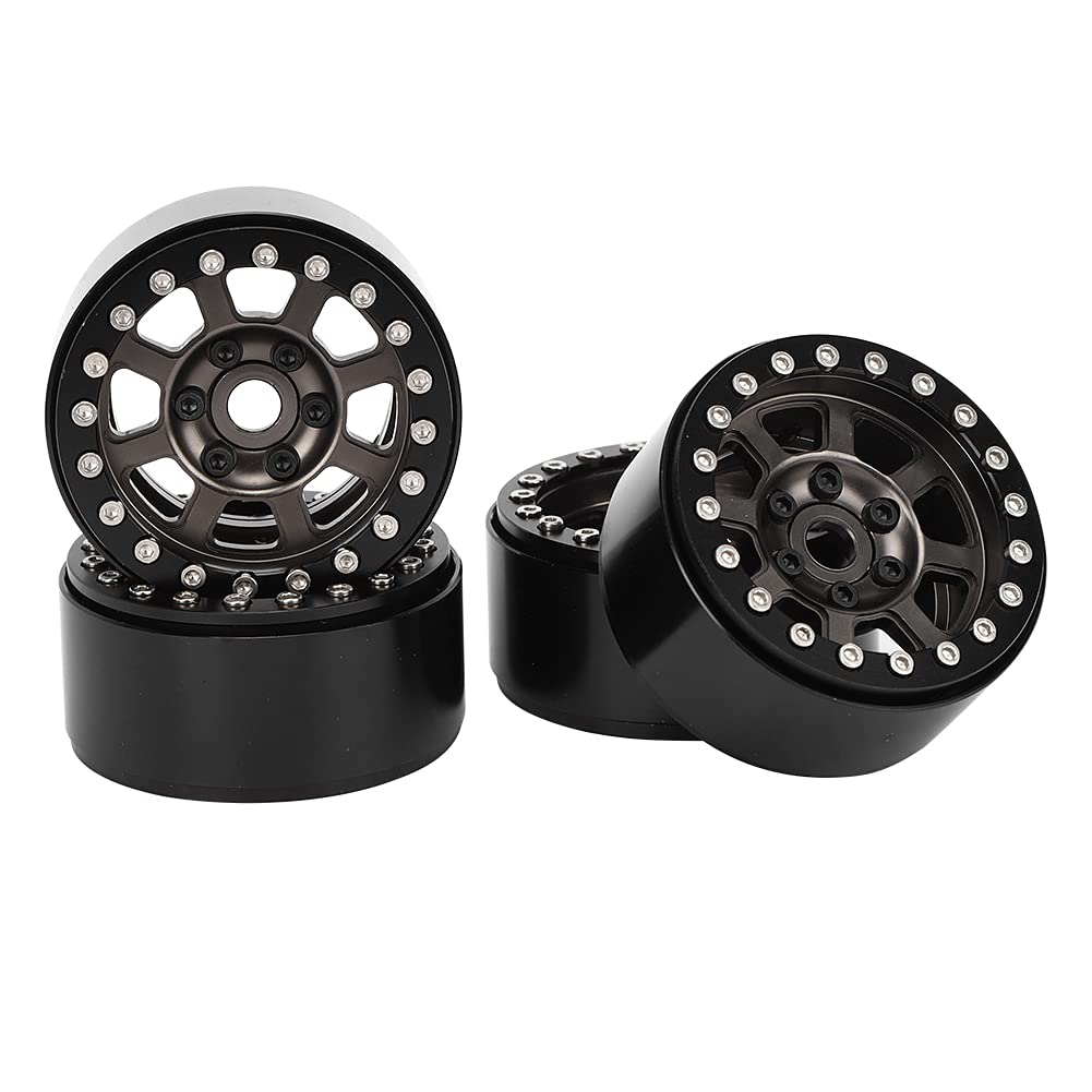 Ulepszony metalowy zestaw felg 4 szt. Wysoka precyzja Trwałe dopasowanie do RGT 86100 1/10 RC Car Srebrny Czarny Tytan (Titanium color R86083T)