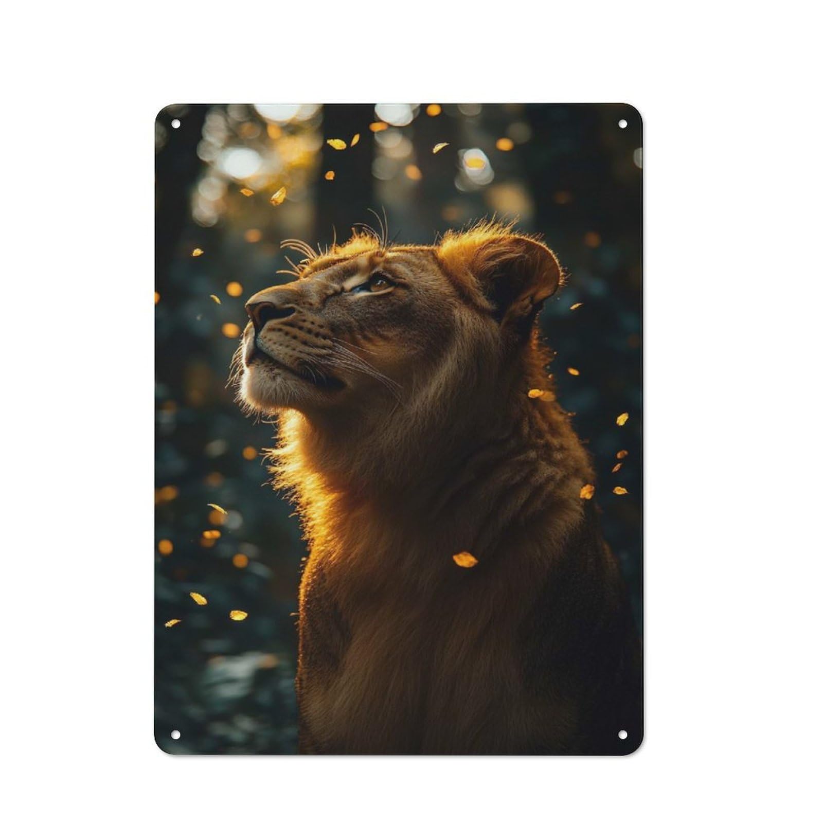 Junmoney Style-9 Lioness In Golden Light Decorative Tin Sign 40X30cm, Country Country Wall Plaque For Dining Room, Cafe, Entryway Or Family Room